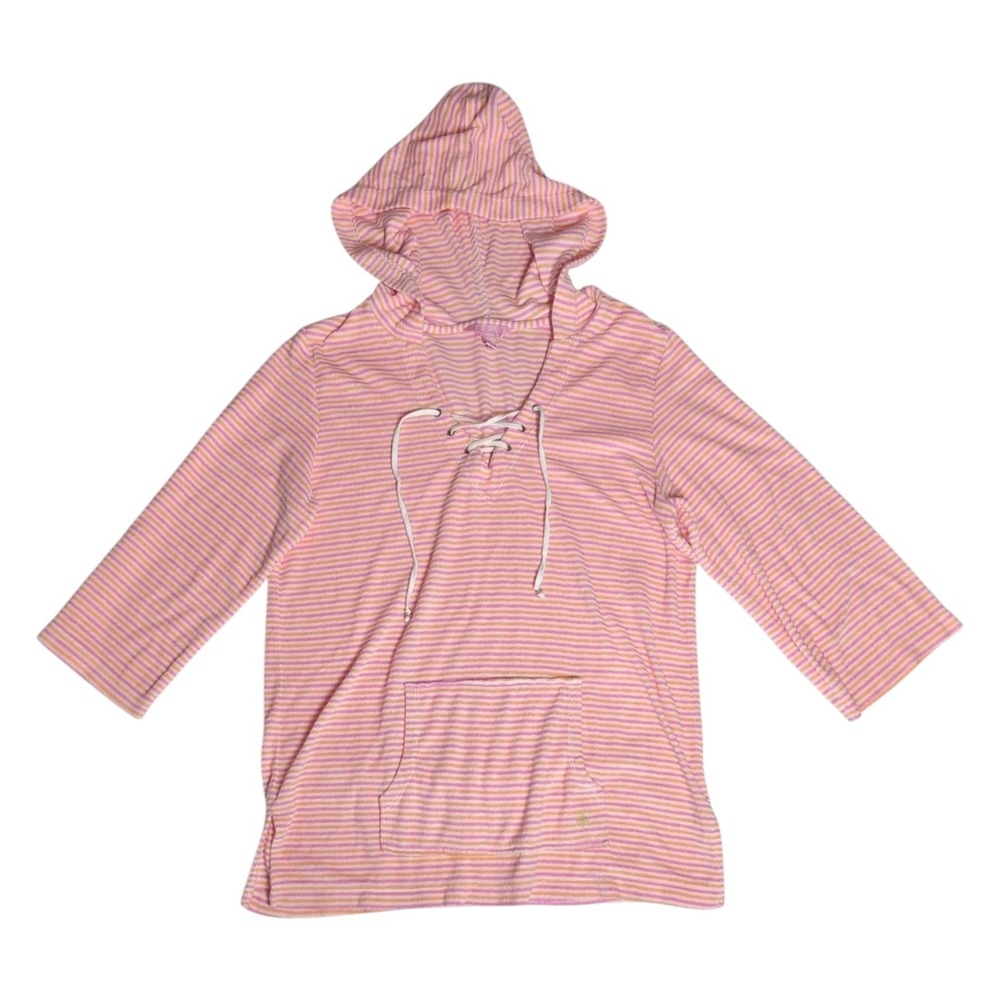 Lilly Pulitzer Hoodie Cover Up Kids Size M Pink Orange Striped Beach Pool